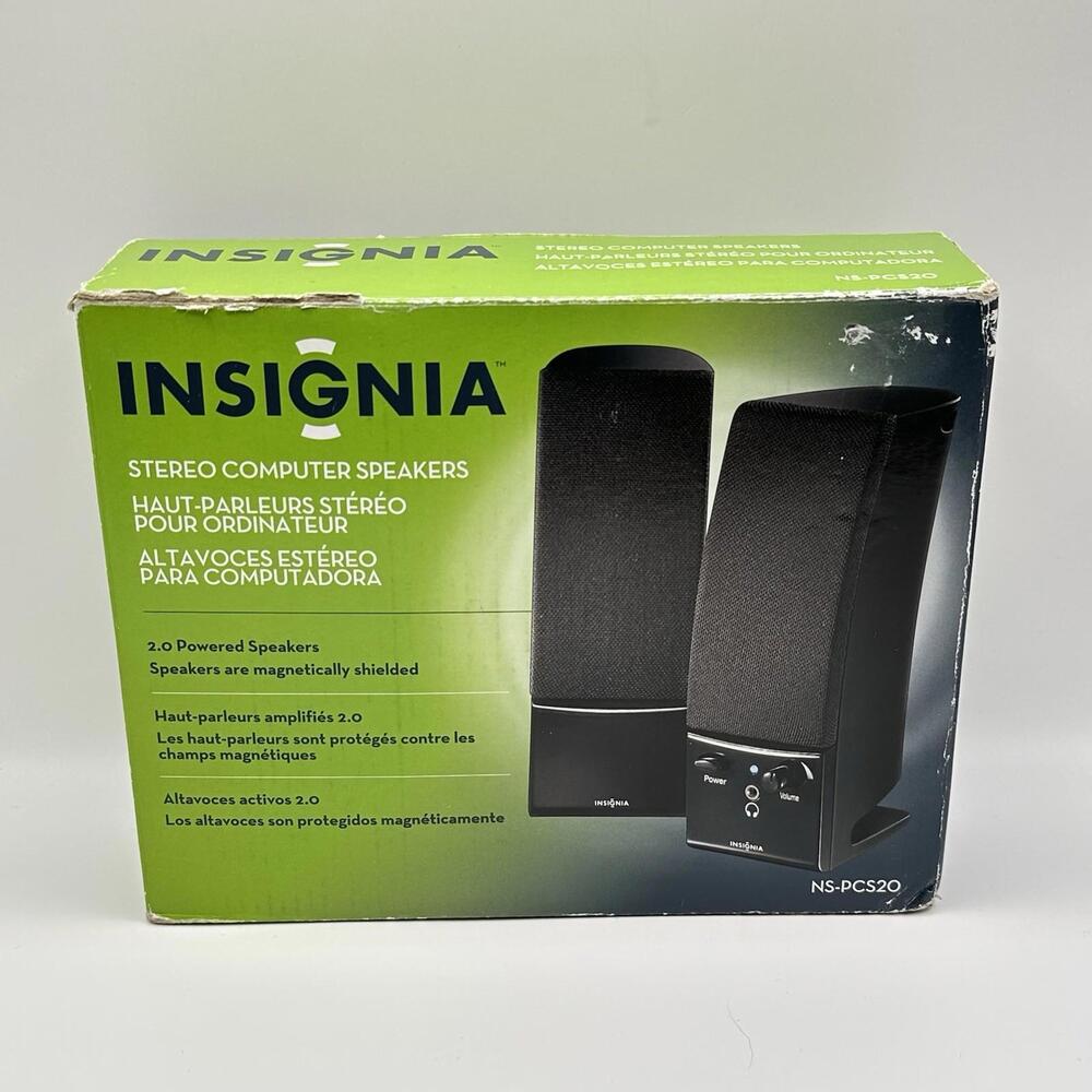 INSIGNIA NS-PCS20 POWERED COMPUTER LAPTOP MULTIMEDIA STEREO SPEAKERS